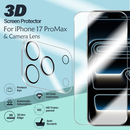 BIGFACE Compatible with iPhone 17 Pro Max Screen Protector + Camera Lens Protectors, [2 + 2 Pack] Premium HD Clear Tempered Glass with Easy Installation Tool for iPhone 17 Pro Max(6.9 Inch) - size: iPhone 17 Pro Max(6.9")