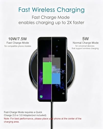 NANAMI 10W Max Wireless Charger Pad for iPhone, Samsung and Other Devices - color: Black