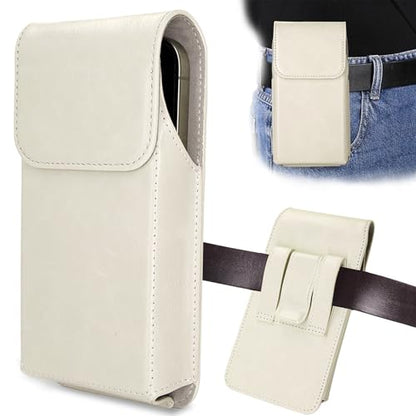 for Phone Pouch Holster Belt Case, Premium Leather Pouch with Belt Clip Phone Holster Belt Case (White, Large) - color: White, size: Large