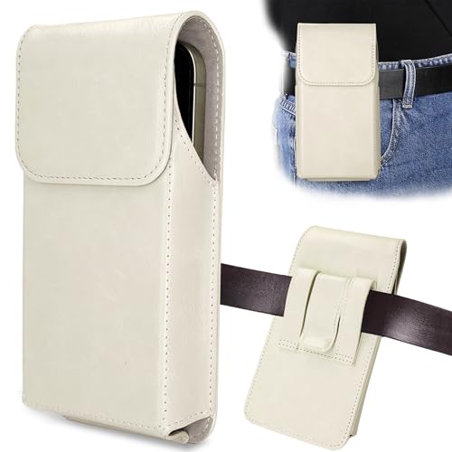 for Phone Pouch Holster Belt Case, Premium Leather Pouch with Belt Clip Phone Holster Belt Case (White, X-Large) - color: White, size: X-Large