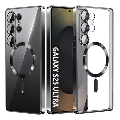 Compatible with Samsung Galaxy S25 Ultra Case（Only）.Magnetic Cover for S25 Ultra. Glossy Slim Thin Soft funda capa para for Galaxy S25 Ultra 6.9 inch.Compatible with MagSafe (Black) - color: Black