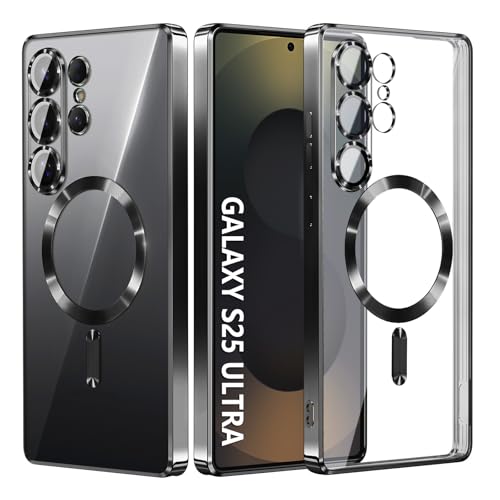 Compatible with Samsung Galaxy S25 Ultra Case（Only）.Magnetic Cover for S25 Ultra. Glossy Slim Thin Soft funda capa para for Galaxy S25 Ultra 6.9 inch.Compatible with MagSafe (Black) - color: Black