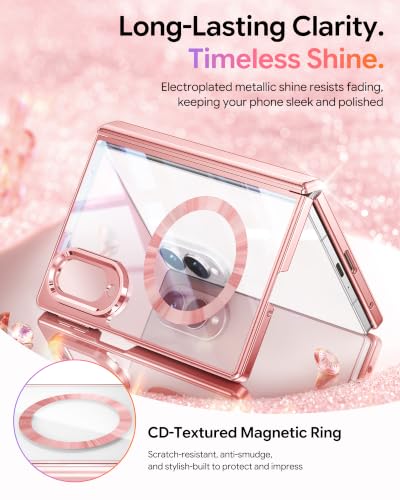 Meifigno for Samsung Galaxy Z Fold 8 Case Compatible with MagSafe,Rose Gold | Raised Camera Protection, Rugged Hinge Protection, Metallic Glossy Plated Edge & Crystal Clear Back, Detachable Glitter Card - color: Rose Gold, size: Z Fold 8