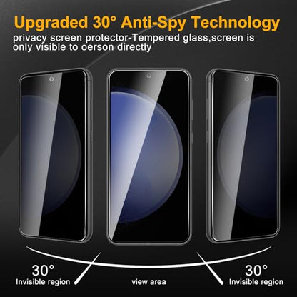 3 Pack Privacy Screen Protector for Samsung Galaxy S23 FE, Anti Spy Tempered Glass 9H Hardness, Black Protector Anti Spy, Bubble Free, Anti-Scratch - size: Galaxy S23 FE FK3