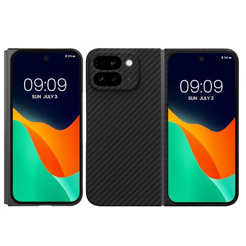 kalibri Aramid Fiber Case Compatible with Google Pixel 9 Pro Fold - Case Super Slim Strong Protective Phone Cover - Black Matte - size: Pixel 9 Pro Fold