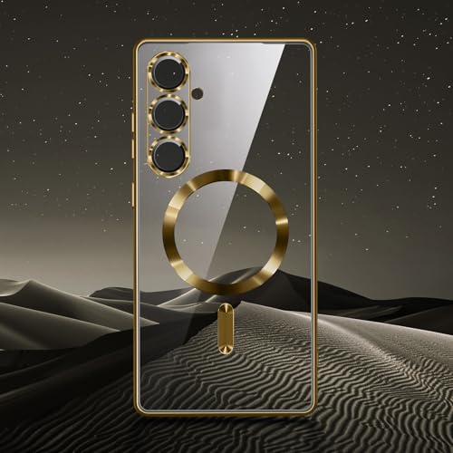 Hurgoer for Samsung Galaxy S25 Case.Soft TPU Electroplated Frame Cover with Clear Back.Drop Tested Protective Full Body S24 Case.Thin Light Slim【Not Magsafe】 (Gold, S25/S24) - color: Gold, size: S25/S24