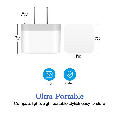 Dual USB Wall Charger, 2.4A Double USB Wall Plug iPhone Fast Charger Block - color: white#