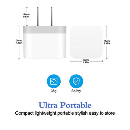 Dual USB Wall Charger, 2.4A Double USB Wall Plug iPhone Fast Charger Block - color: white#