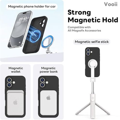 Vooii Magnetic for iPhone 17 Case, Compatible with Magsafe (Premium Liquid Silicone) (Integrated Camera Control Button) Full Body Protective Anti-Scratch Microfiber Lining 6.3", Black - color: Black, size: iPhone 17