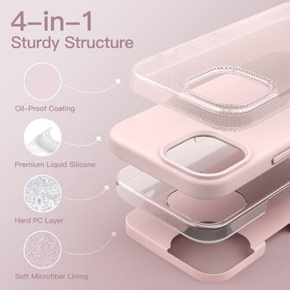JETech Silicone Case for iPhone 14 Pro, Pink | Silky Soft Touch, Shockproof Protection, Scratch Resistant, Microfiber Lining - color: Pink, size: iPhone 14 Pro