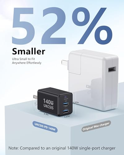 140W USB C Laptop Charger Block, Foldable GaN Fast Charger - color: Grey, size: 1 Pack