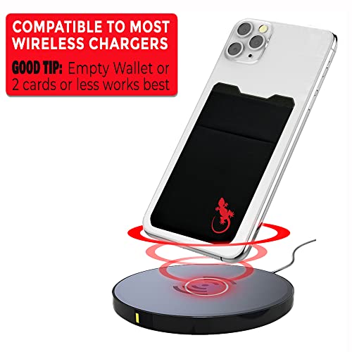 Gecko Travel Tech Double Pocket - Adhesive Card Holder - Cell Phone Pouch - Stick on Spandex Pocket - Carry Credit Cards and Cash (Logo - RED) - color: LOGO - RED