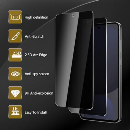 3 Pack Privacy Screen Protector for Samsung Galaxy S24 FE, Anti Spy Tempered Glass 9H Hardness, Black Protector Anti Spy, Bubble Free, Anti-Scratch - size: Galaxy S24 FE FK3