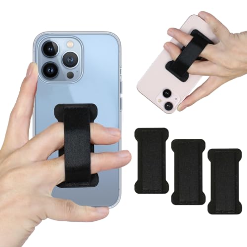 Phone Grip Holder for Hand, Universal Finger Strap Phone Holder, Finger Selfie Grip Compatible with Most Smartphones - 3Pack(Black) - color: 3Black