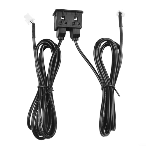 Car Dashboard Panel Mount Dual USB Port Interface Adapter, 145Cm Extension Cable with 4-Pin + 6-Pin Connector,Black ABS Socket