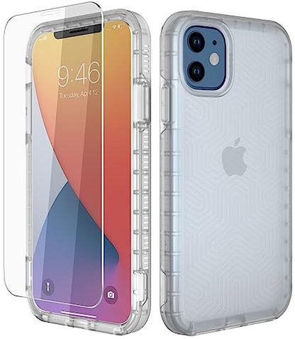 Diverbox for iPhone 11 Case [Shockproof] [Dropproof] [Tempered Glass Screen Protector],Heavy Duty Protection Phone Case Cover for Apple iPhone 11 (Translucent-2in1) - color: Clear-2in1