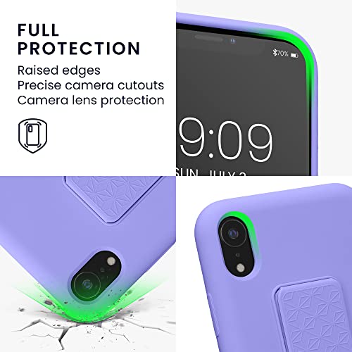 kwmobile Case for Apple iPhone XR Case - Soft TPU Cover with Silicone Coating - with Hand Strap and Stand Function - Shockproof - Lavender - color: lavender