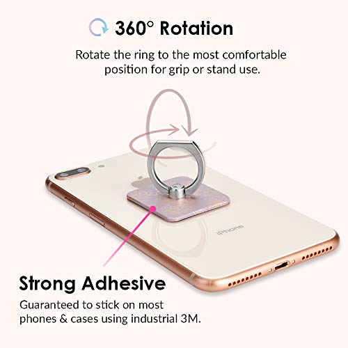 Velvet Caviar Cell Phone Ring Holder - Finger Ring & Stand - Improves Phone Grip Compatible with iPhone, Galaxy and Most Cases (Except Silicone/Leather) - Purple Rose Gold Flowers - color: Dusty Rose Floral