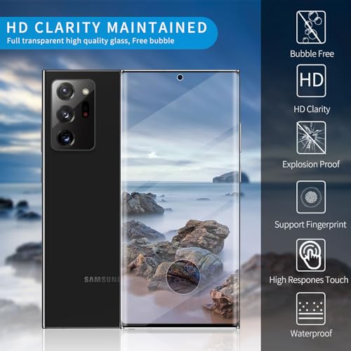 3 Pack Tempered Glass Screen Protector Applicable for Samsung Galaxy Note 20 Ultra 6.9 inch, Support Fingerprint ID Friendly Tempered Glass Screen Protective, HD Clear Scratch Resistant Suitable - color: note 20u