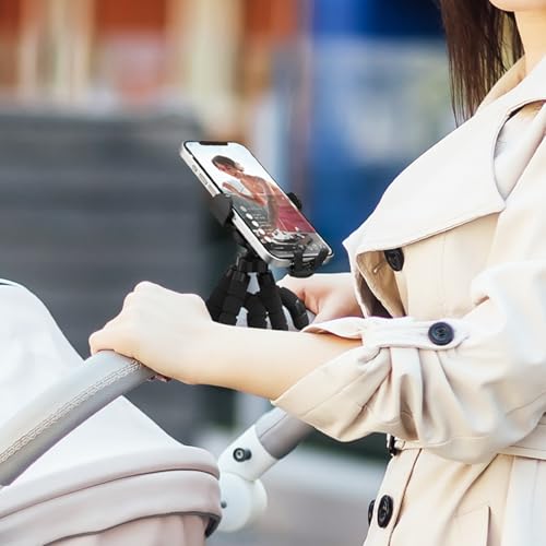 Baby Stroller Phone Holder, Phone Holder for Shopping Cart, Golf Cart, Push Cart, 360° Rotation Portable Cell Phone Clamp for Motorcycle, Scooter, ATV, Boat, Spin Bike, Treadmill, Handlebar.