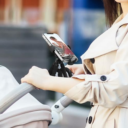 Baby Stroller Phone Holder, Phone Holder for Shopping Cart, Golf Cart, Push Cart, 360° Rotation Portable Cell Phone Clamp for Motorcycle, Scooter, ATV, Boat, Spin Bike, Treadmill, Handlebar.