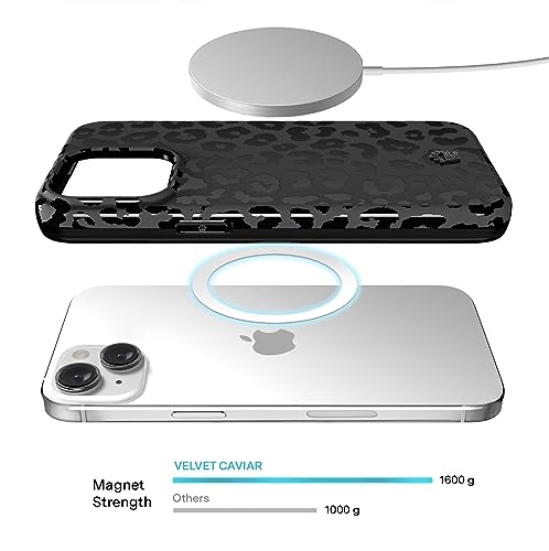 VELVET CAVIAR Black Leopard Cheetah Print Phone Case for iPhone 15 - Compatible with MagSafe - 10ft Drop Tested - color: Black Leopard, size: 15