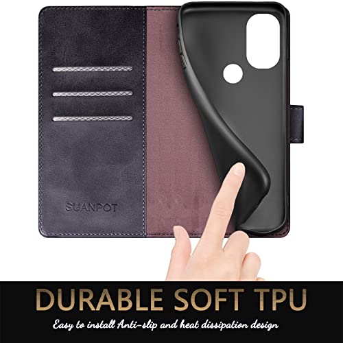 SUANPOT for Motorola（Moto G Power 2022） Wallet case 【RFID Blocking】 Credit Card Holder, Flip Folio Book PU Leather Phone case Shockproof Cover for Women Men Power2022 Black - color: Black