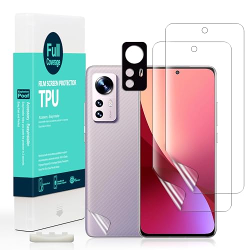 Ibywind for Xiaomi 12 Pro 5G Screen Protector,2-Pack,Hydrogel Film with Camera Lens Protector,Easy Installation Tool,Bubble-Free,Fingerprint Unlock Compatible,Anti-Shatter,Anti-Scratch
