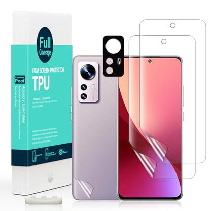 Ibywind for Xiaomi 12 Pro 5G Screen Protector,2-Pack,Hydrogel Film with Camera Lens Protector,Easy Installation Tool,Bubble-Free,Fingerprint Unlock Compatible,Anti-Shatter,Anti-Scratch