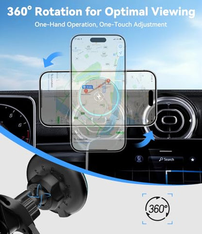 CloudValley 15W Charger Air Vent Car Mount for Mercedes Benz A/B/C/E/V/G/Class & Audi A1/A2/A3, Magnetic Wireless Charging Phone Holder for iPhone 18/17 Pro Max 16 15 14 13 12, Compatible with Magsafe