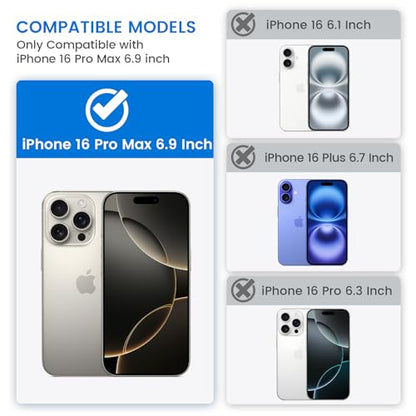 VEGO for iPhone 16 Pro Max Case with Belt Clip Holster and Kickstand Blue | Slide Camera Lens Protector & Ring Kickstand Military Grade Heavy Duty Protection Cover for iPhone 16 ProMax - Blue - color: Blue