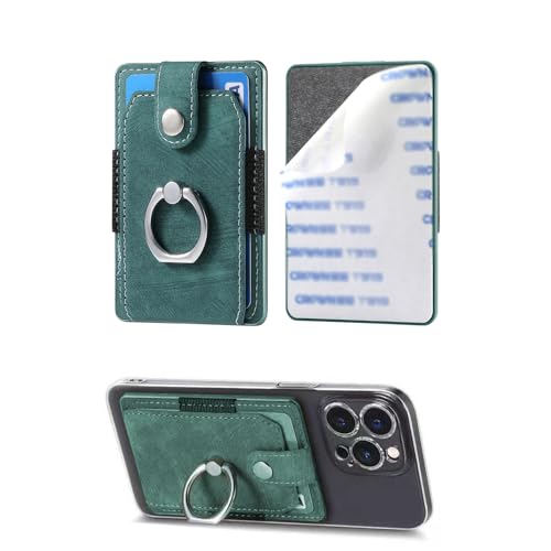 Card Holder for Phone Case, Ring Stand Stick on Phone Wallet，Green - color: Green