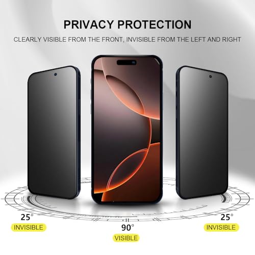 2 Pack for iPhone 16 Pro 6.3" Matte Privacy Screen Protector Anti-glare Anti-spy Tempered Glass Film Anti-fingerprint Easy Installation - size: iPhone 16 Pro