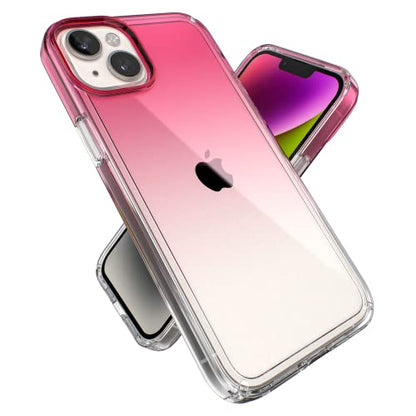 Speck Clear iPhone 14 Plus Case - Drop Protection, Scratch Resistant Dual Layer Slim Phone Case for 6.7" iPhones 14 Plus - Anti-Yellowing & Anti-Fade Case - Ombre Digital Pink Fade/Clear GemShell - color: Digital Pink Fade/Clear