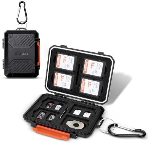 Kiorafoto Memory Card Case with 22 Slot for 8 SD & 12 MicroSD & 2 Nano SIM - size: For 8 SD+12 TF+2 Nano SIM(BLACK)