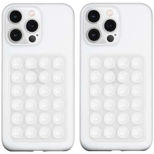 LvShuLiangPin Anteel 2 Pack Silicone Suction Phone Case Mount, Silicon Adhesive Phone Grip for Smartphones, Hands-Free Mirror Shower Phone Holder for Selfies, Tiktok Videos (Translucent) - color: Translucent