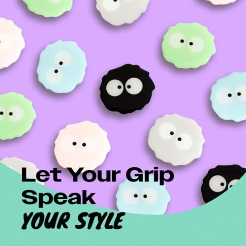 On The Grip Cute Cartoon Briquette Acrylic Multi Functional Collapsible Expandable Mobile Phone Grip & Kickstand (Grey) - color: Grey