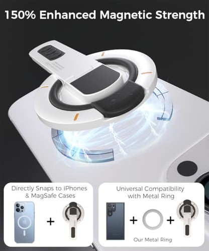 Phone Grip for Magsafe Phone Stand 360°Roration Gym Holder (White) - color: White