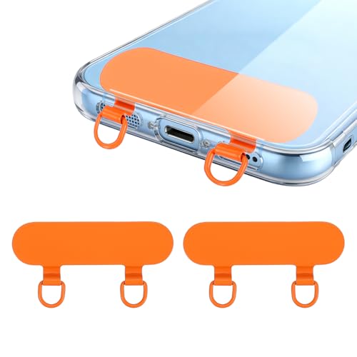 uxcell Double Ear Stainless Steel Clip Phone Lanyard Tab Ultra-Thin Phone - color: Orange