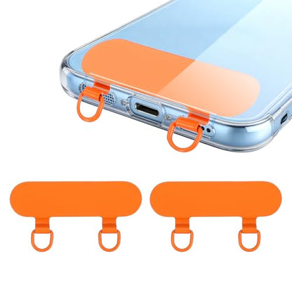 uxcell Double Ear Stainless Steel Clip Phone Lanyard Tab Ultra-Thin Phone - color: Orange