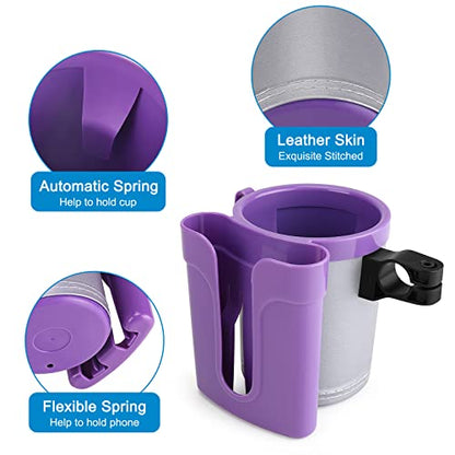Accmor 3-in-1 Bike Cup Holder with Cell Phone Keys Holder, Bike Water Bottle Holders, Universal Bar Drink Cup Can Holder for Bicycles, Motorcycles, Scooters, Grey Purple - color: Grey Purple
