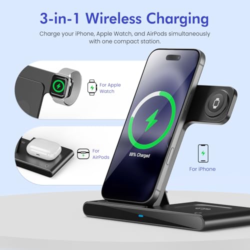 Wireless Charger Fast Charging Station 3 in 1 Charger Stand Desk