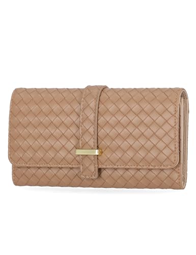 Mundi File Master Womens RFID Blocking Wallet Clutch Organizer With Change Pocket - color: Caramel, size: One Size