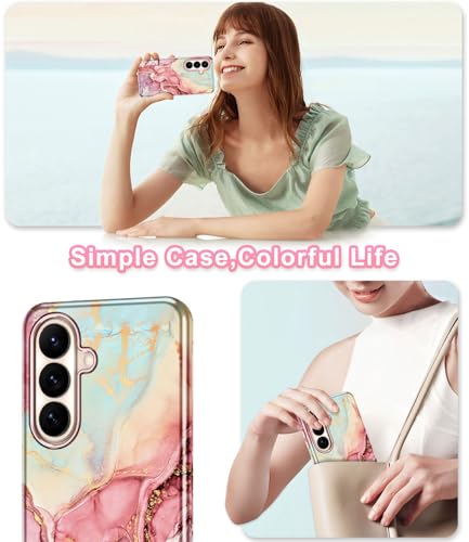 Btscase for Samsung Galaxy S26 Plus Case, [Military Grade Drop Tested] Marble Pattern Design Slim Rugged Shockproof Women Girls Men Protective Anti-Scratch Cover, All Rose Gold - color: All Rose Gold, size: Samsung Galaxy S26 Plus