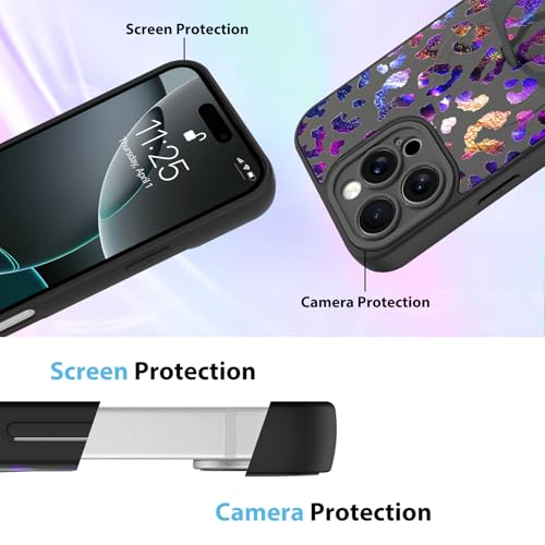 KANGHAR Compatible with iPhone 16 Pro Case Leopard Cheetah Pattern -Black - color: Black-Leopard(Iridescent), size: iPhone 16 Pro