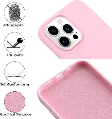 Compatible with iPhone 14 Pro Case 6.1, Slim Silicone 3 Layers Full Covered Soft Gel Rubber Cover Protective Phone Case with Anti-Scratch Microfiber Lining (Pink) - color: Pink, size: iPhone 14 Pro