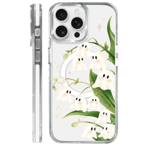 Clear Magnetic Case for iPhone 14 Pro, Slim Anti-Yellow Transparent Cover, Military Grade Protection, Phone Cases for iPhone 14 Pro, Lily Cute Halloween Ghost - color: A-Lily Cute Halloween Ghost, size: Iphone 14 Pro