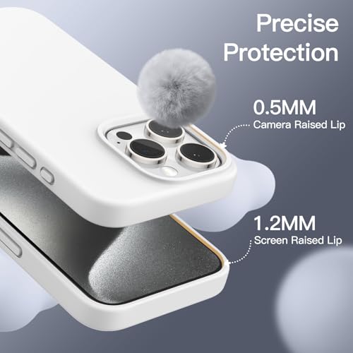 JETech Silicone Case for iPhone 15 Pro, White | Silky Soft Touch, Shockproof Protection, Scratch Resistant, Microfiber Lining - color: White, size: iPhone 15 Pro