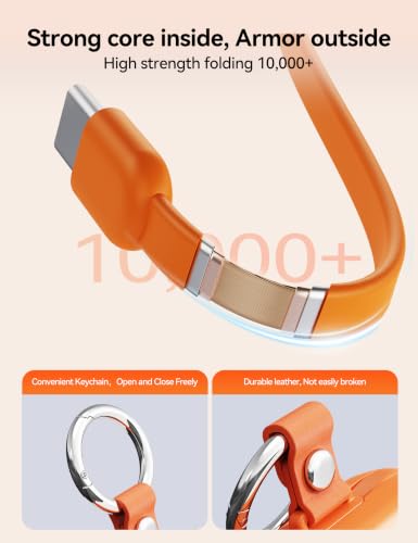 Portable Charger 10000mAh 22.5W Power Bank Built-in 2 Cables Keychain - color: Orange