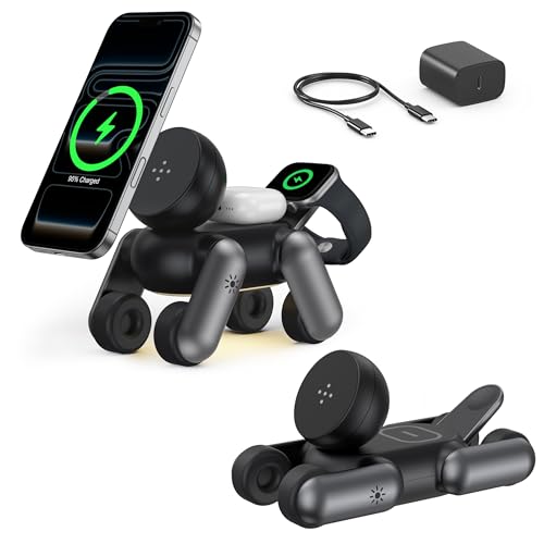 Waloo 3 in 1 Wireless Charger Robot Dog Stand for iPhone, Watch and Airpods